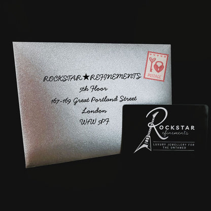 ROCKSTAR★REFINEMENTS EMOTIONAL DAMAGES VOUCHER with greetings card in metallic silver envelope

