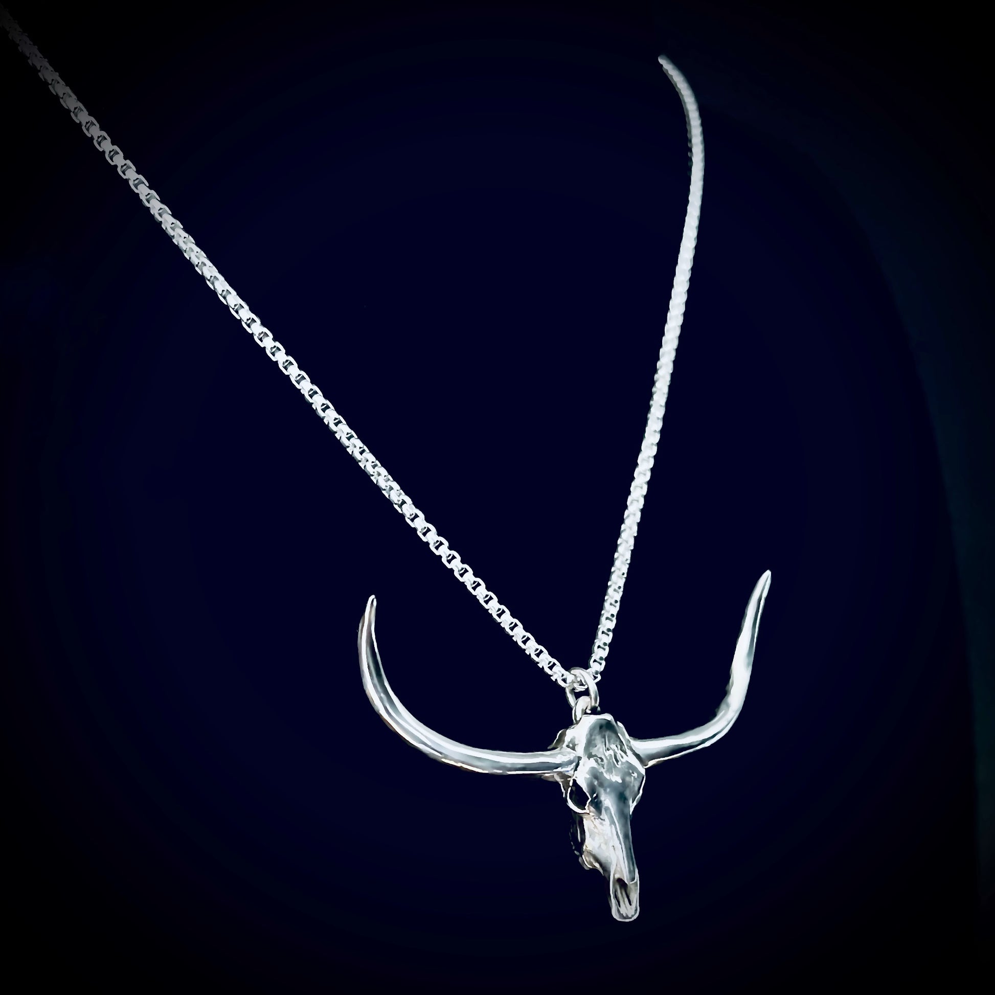 DON'T SQUAT WITH YER SPURS ON longhorn sterling silver pendant on 18-inch high shine polished solid silver box chain
