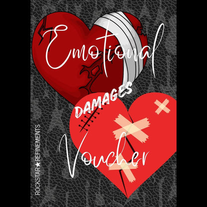 EMOTIONAL DAMAGES VOUCHER postable card by ROCKSTAR★REFINEMENTS
