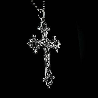 The OUTLAW'S CROSS sterling silver gothic cross pendant by ROCKSTAR★REFINEMENTS, side view