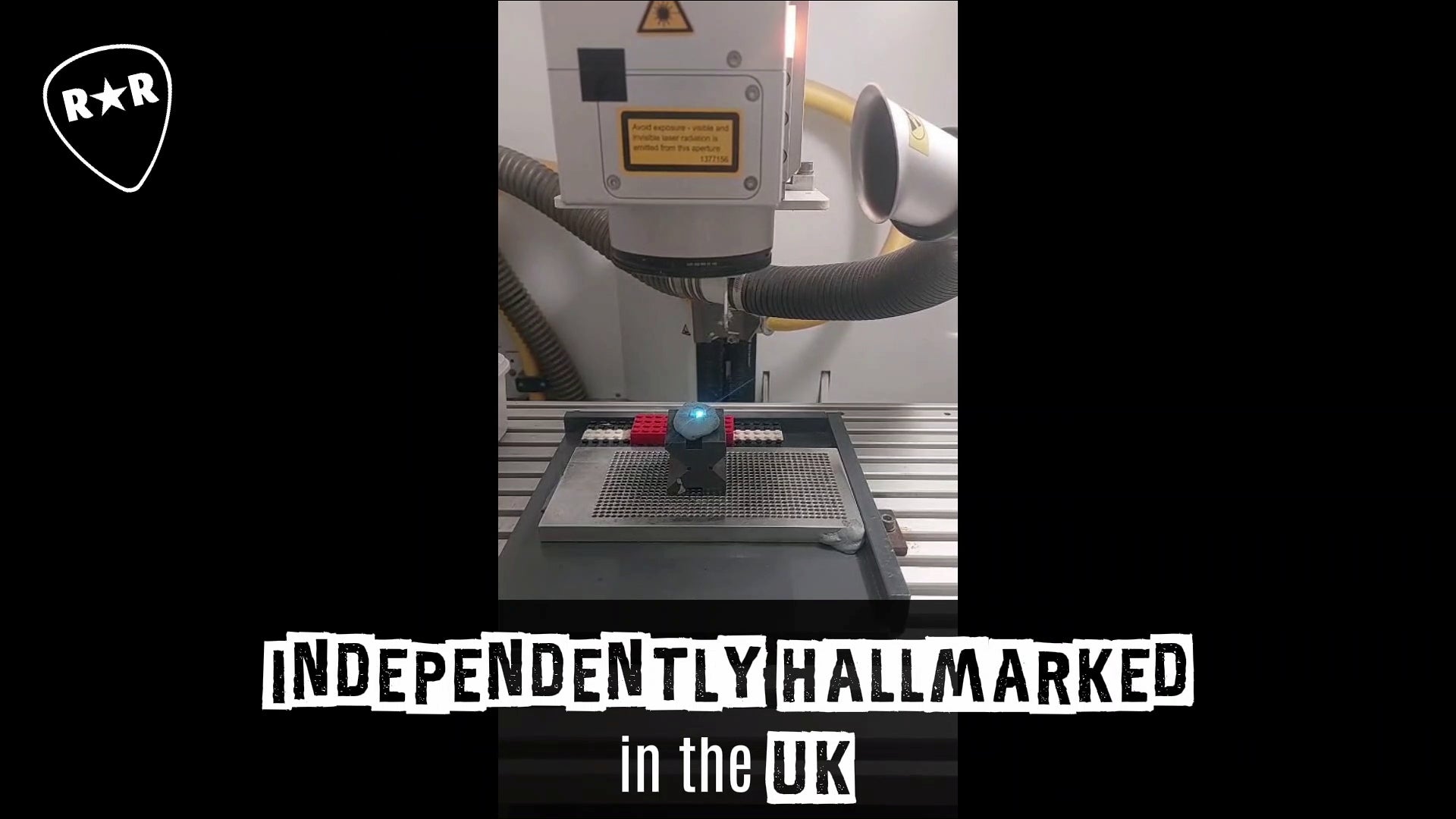 Load video: ROCKSTAR★REFINEMENTS™ sterling silver pendant being independently hallmarked at the Birmingham Assay Office.