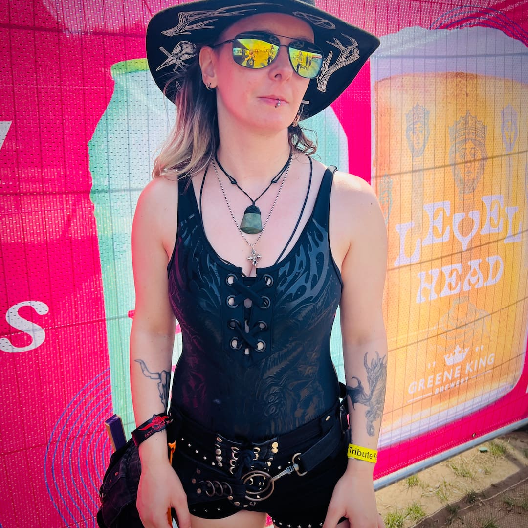 Person at a rock festival spotted in the wild wearing ALTAR EGO sterling silver gothic pendant 