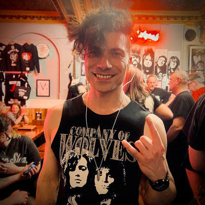 Ben Christo from The Sisters of Mercy wearing ONE HIT WONDER