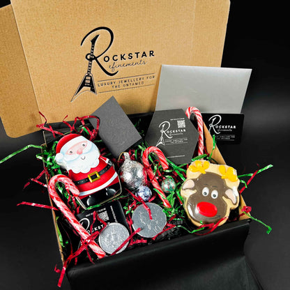 ROCKSTAR CHRISTMAS GIFT BOX. Turn your ROCKSTAR★REFINEMENTS Gift Voucher into a proper Christmas moment — boxed, packed with festive treats and ready to drop straight under the tree.