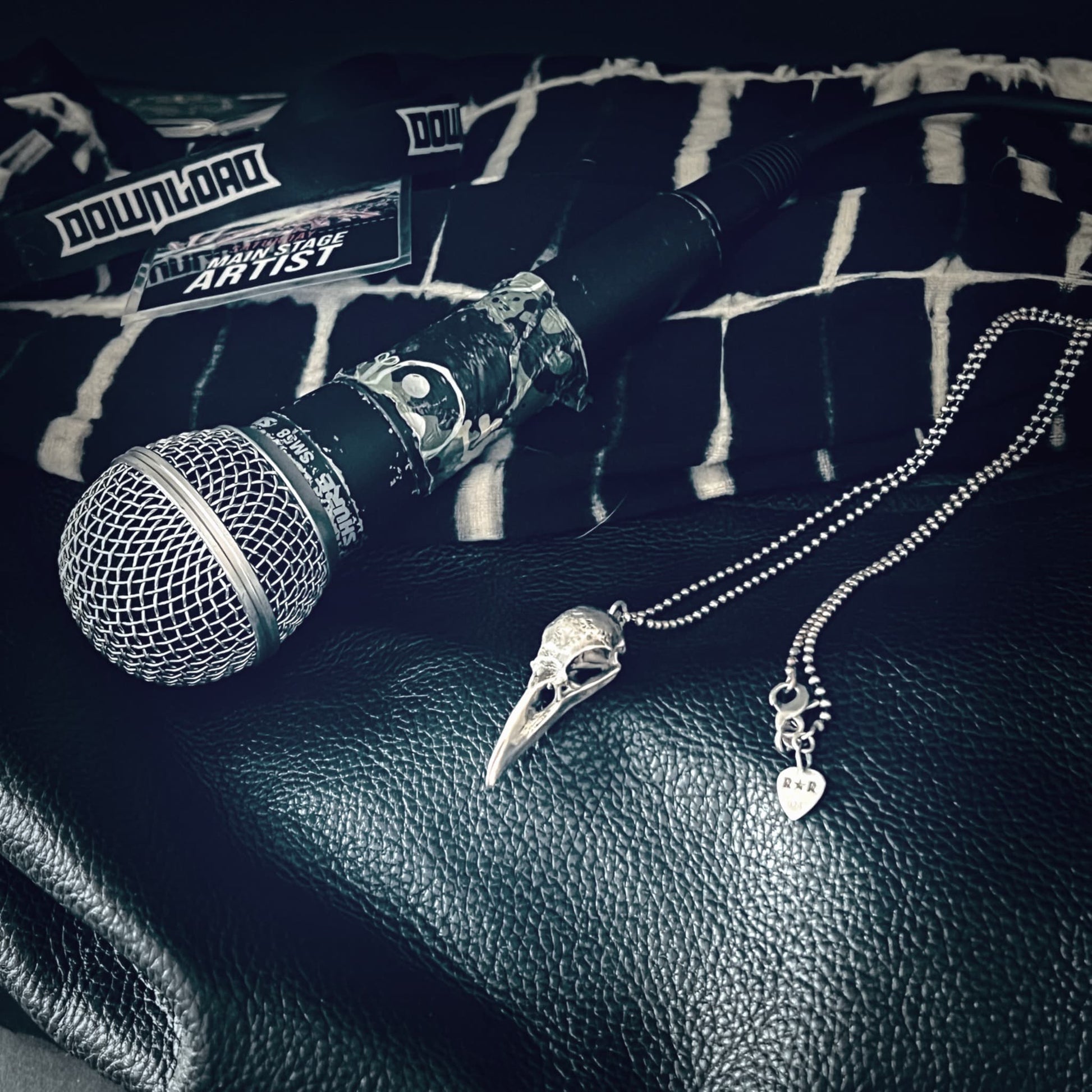 CROW'D CONTROL on a artist's stage clothes with microphone