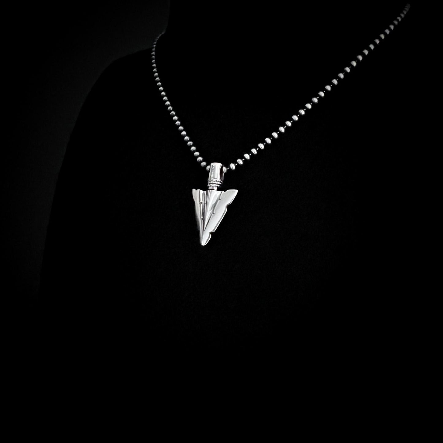 FINAL POINT sterling silver arrowhead pendant on oxidised ball chain by ROCKSTAR★REFINEMENTS™