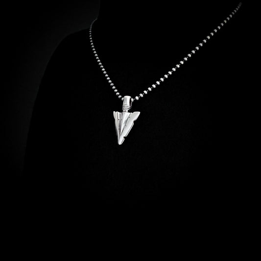 FINAL POINT sterling silver arrowhead pendant on oxidised ball chain by ROCKSTAR★REFINEMENTS™