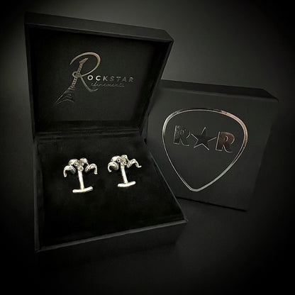 FLOCKING FORMAL solid silver cufflinks shown in ROCKSTAR★REFINEMENTS™ presentation box