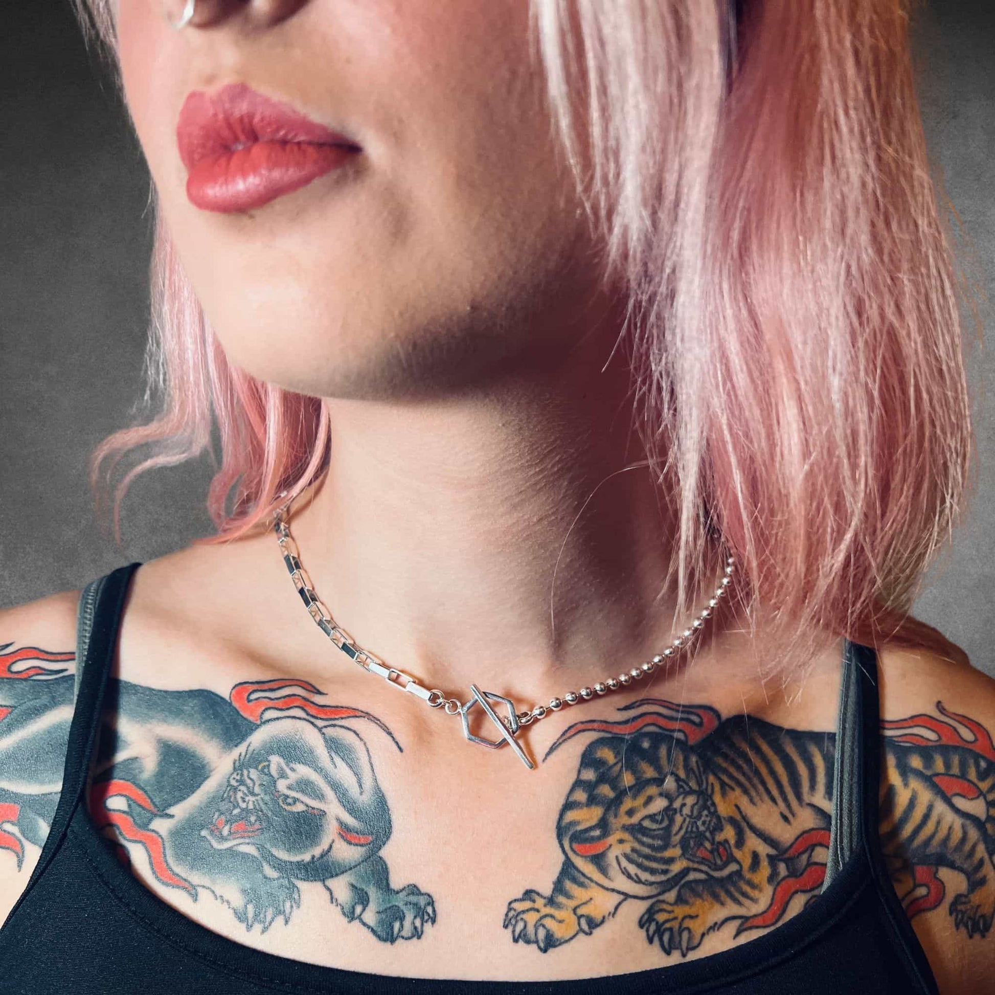 HALF-STACK sterling silver DUALITY necklace exclusive to ROCKSTAR★REFINEMENTS™