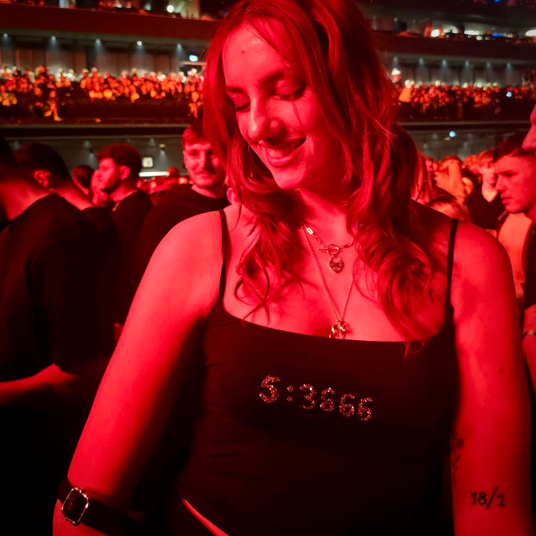 The Untamed in an arena crowd wearing the ACCESS DENIED and NO FLOCKS GIVEN necklaces