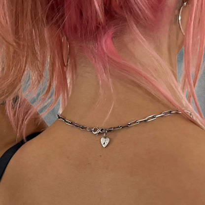 Clasp detail of STACKED INTENTIONS 16-inch oxidised solid silver paperclip chain by ROCKSTAR★REFINEMENTS
