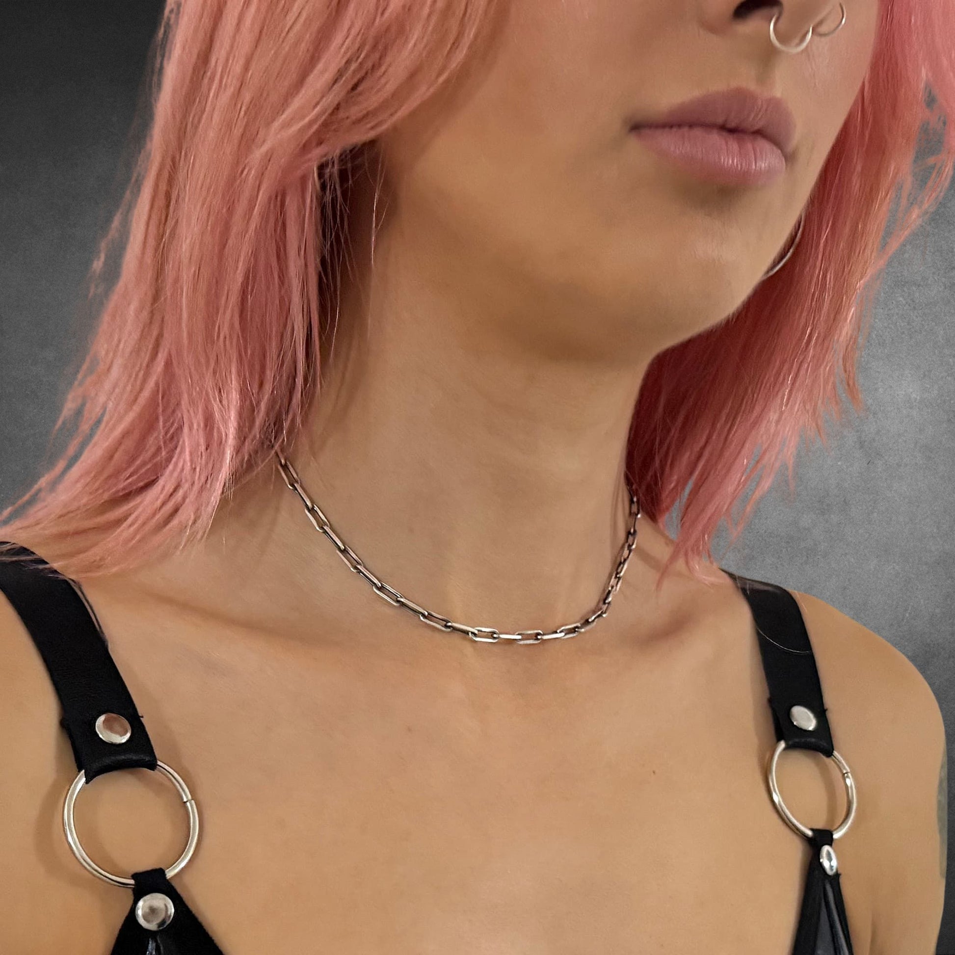 STACKED INTENTIONS 16 inch oxidised solid silver paperclip chain by ROCKSTAR★REFINEMENTS
