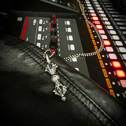 STUDIO shot of the WARBORN RELIC on a leather jacket lay on the recording desk