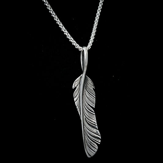 Sterling silver feather pendant necklace by ROCKSTAR★REFINEMENTS
