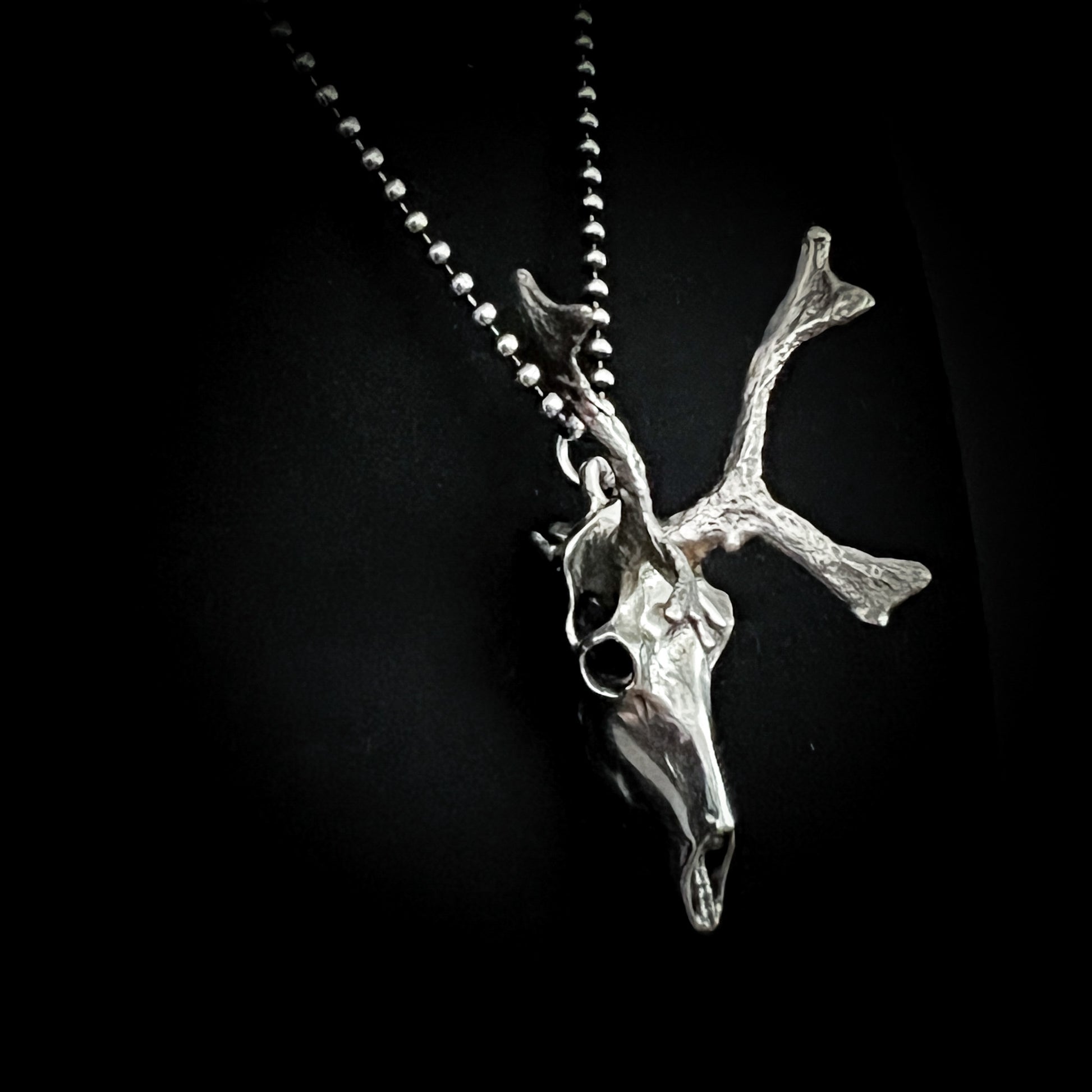 Sterling silver reindeer pendant on ball chain 